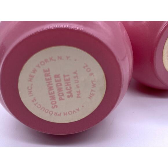VTG 1962 AVON SOMEWHERE SACHET POWDER PINK GLASS BOTTLE .9 OZ READ - Picture 5 of 5